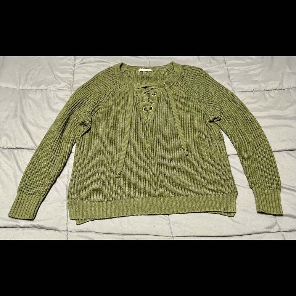 Green Hockey Tie Sweater (L)